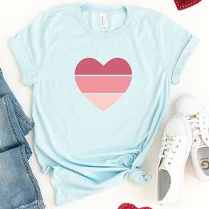 Pink Three Piece Heart Ice Blue T-Shirt
